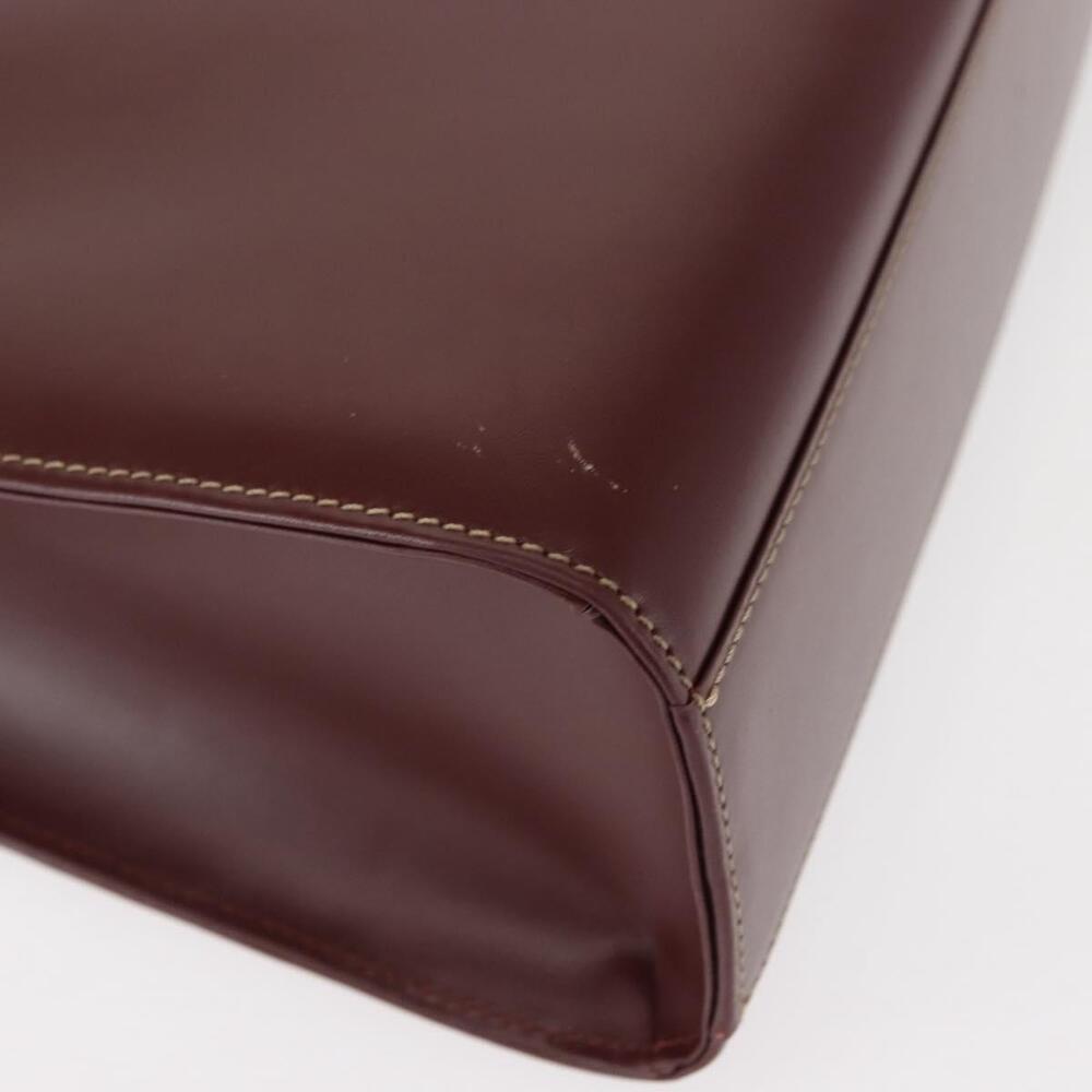 CARTIER Hand Bag Leather Bordeaux Gold Auth 146656 - Picture 15 of 16